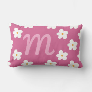 Rosa Daisy Monogram, Bubblegum Pink Girl Decke Lendenkissen