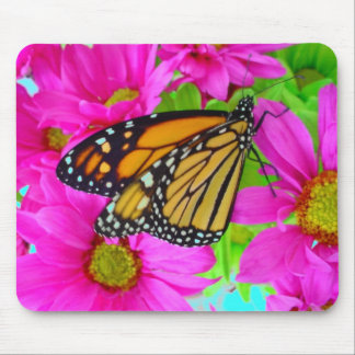 Rosa Daisy und Monarch-Schmetterling-Mousepad Mousepad
