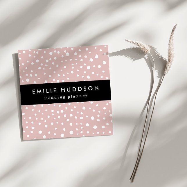 Rosa Dalmatiner-Punkte, Dalmatiner-Punkte, gepunkt Quadratische Visitenkarte (Von Creator hochgeladen)