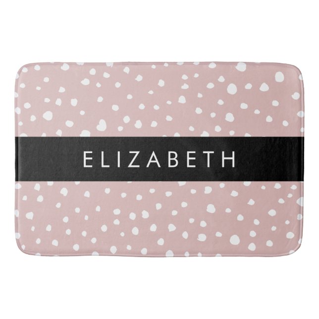 Rosa Dalmatiner Spots, Dalmatiner Punkte, Ihr Name Badematte (Vorderseite)
