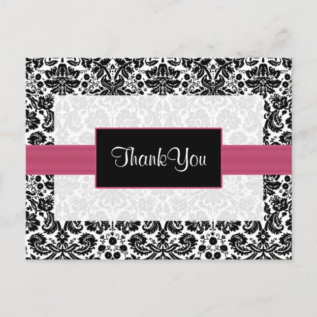Rosa Damask DankeYouCards Postkarte (Vorderseite)