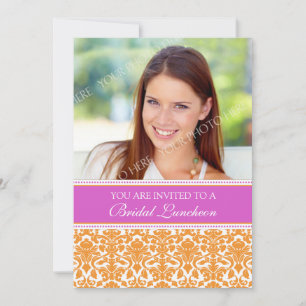 Rosa Damask Foto Bridal Luncheon Einladung Karte