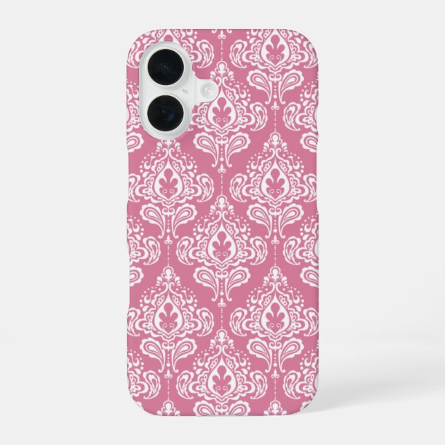 Rosa Damask iPhone 16 Hülle (Rückseite)
