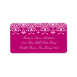 Rosa Damask Lace Rücksendeadresse Adressaufkleber