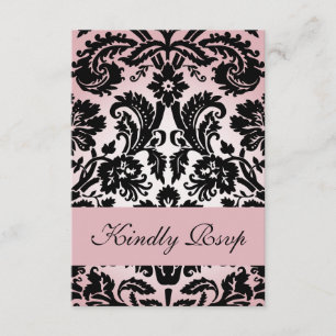 Rosa Damask RSVP Card für Square Wedite Einladung