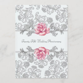 Rosa Damask Silver 25. Hochzeitstag Einladung