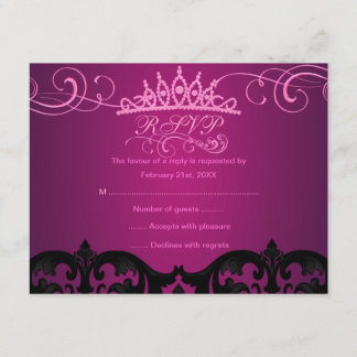 Rosa Damask & Swirbeln Geburtstagskarte RSVP-Karte RSVP Karte