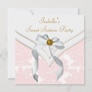 Rosa Damaske Sweet 16 Party Einladung