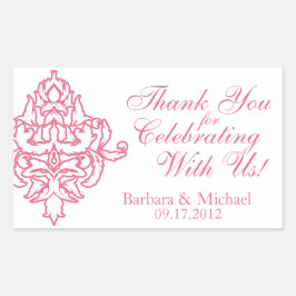 Rosa Damaskus-Schreibwinkel-Aufkleber für die Hoch Rechteckiger Aufkleber