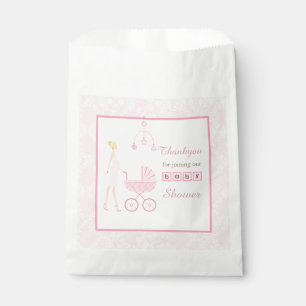 Rosa Damast-Blondine-Baby-Party Geschenktütchen