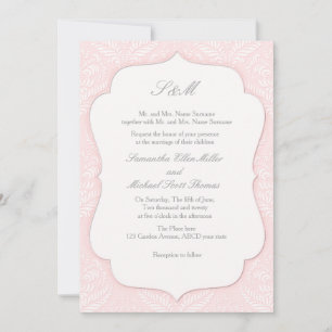 Rosa Damast Einladung für Hochzeiten und Lebensver