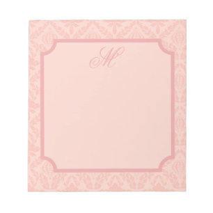 Rosa Damast Elegant Blumen Klassisch Vintage Notizblock