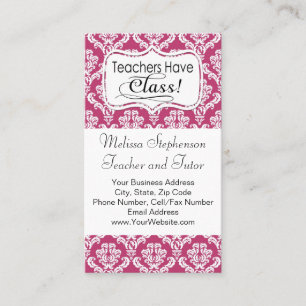 rosa Damast, Lehrer haben Klasse Visitenkarte