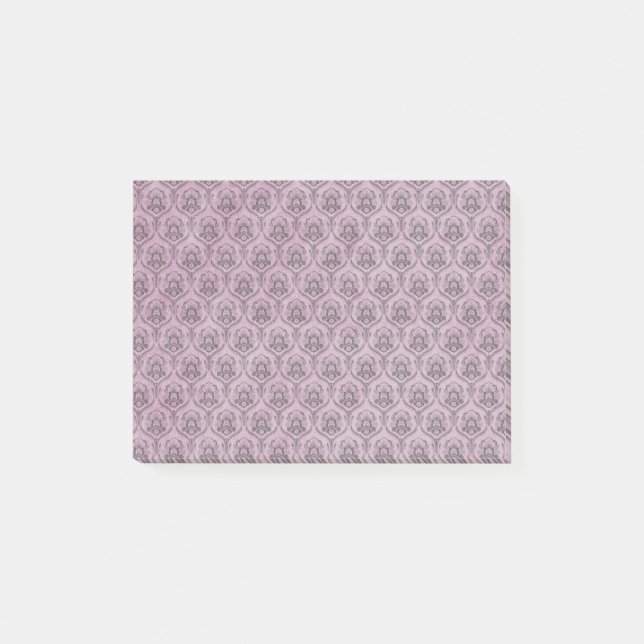 Rosa Damast-Muster-Hintergrund Post-it Klebezettel (Vorderseite)
