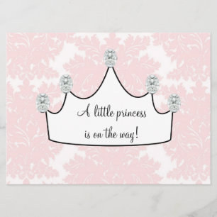 Rosa Damast Prinzessin Baby Mädchen Dusche Einladung