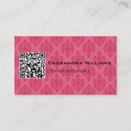 Rosa Damast QR CODE Visitenkarten Visitenkarte