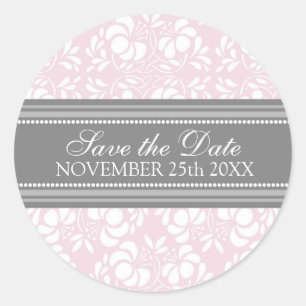 Rosa Damast Save-the-Date-Umschlag-Siegel Runder Aufkleber