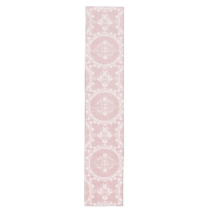 Rosa Damast-schönes Land-Shabby Chic Mittelgroßer Tischläufer