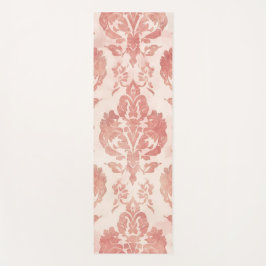 Rosa Damast Wasserfarbe Blumen Vintage Muster Yogamatte
