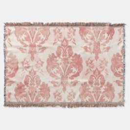 Rosa Damast-Wasserfarben-Blumen-Vintage-Muster Decke