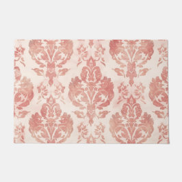 Rosa Damast-Wasserfarben-Blumen-Vintage-Muster Fußmatte