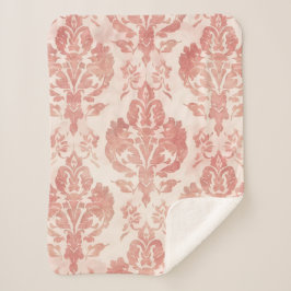 Rosa Damast-Wasserfarben-Blumen-Vintage-Muster Sherpadecke