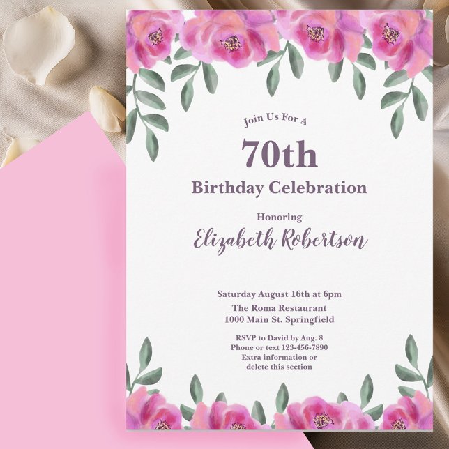 Rosa Damen 70. Geburtstag  Einladung (Von Creator hochgeladen)