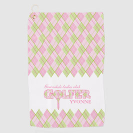 Rosa Damen Golfer Raute personalisiert Handtuch