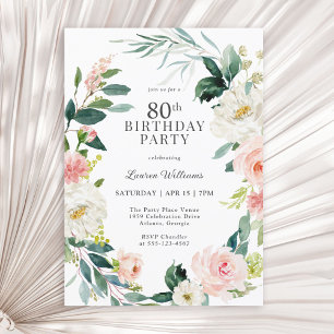 Rosa Damen-Hochzeitstagsparty zum 80. Geburtstag Einladung