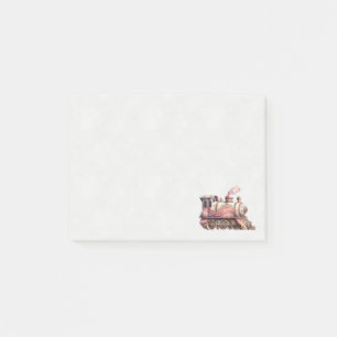 Rosa Dampflokomotive im Vintage-Steampunk-Stil Post-it Klebezettel
