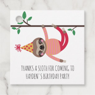 Rosa dank des Sloth Kindergeburtstag Party Geschenkanhänger