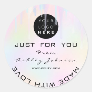 Rosa Dankeschön Logo-Holograph Made Pastels Tropfe Runder Aufkleber