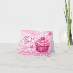 Rosa Dankeskarten - Feier-Cupcake-Thema Dankeskarte