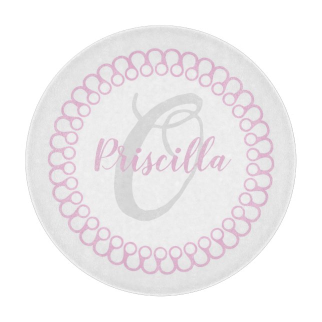 Rosa Decorative Circle Monogram Cutting Board Schneidebrett (Vorderseite)