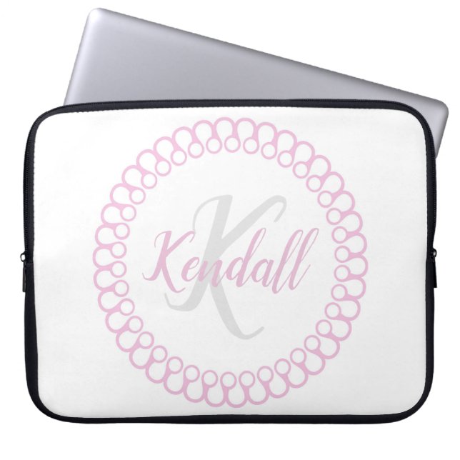 Rosa Decorative Monogram Laptop Sleeve (Vorderseite)