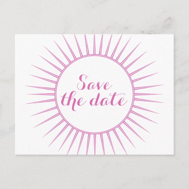 Rosa Deko Retro Save the Date Postkarte (Vorderseite)