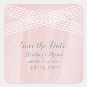 Rosa Deko Save the Date Quadratischer Aufkleber