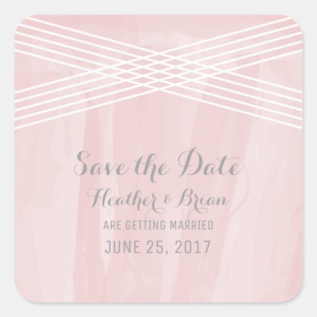 Rosa Deko Save the Date Quadratischer Aufkleber (Vorderseite)