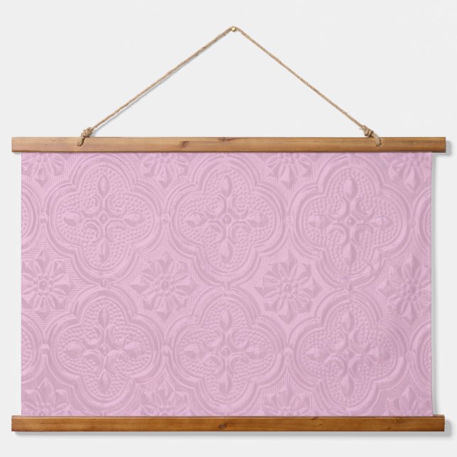 Rosa Dekorationsmuster Wandteppich Mit Holzrahmen (Vorne)