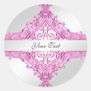 Rosa dekorative Floral Klassischer Rundsticker Runder Aufkleber