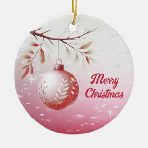 Rosa Dekorative Weihnachtsballes Keramik Ornament
