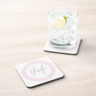 Rosa dekorativer Circle Monogram Untersetzer