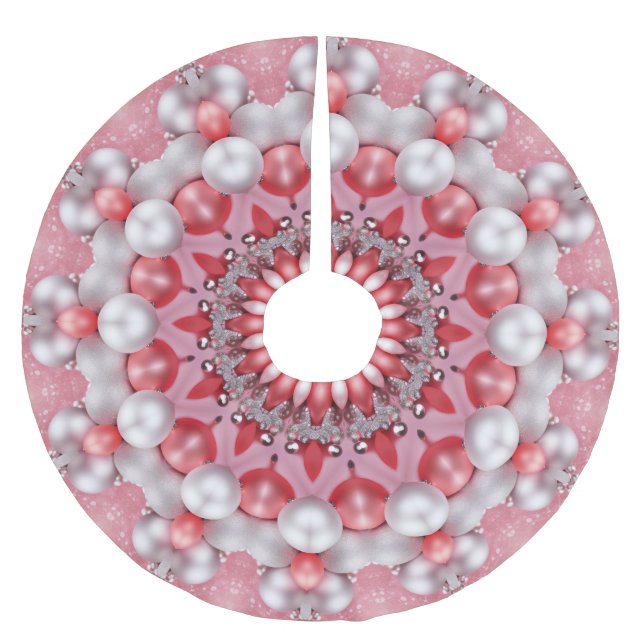 Rosa dekoratives Baumrock Polyester Weihnachtsbaumdecke (Vorderseite)