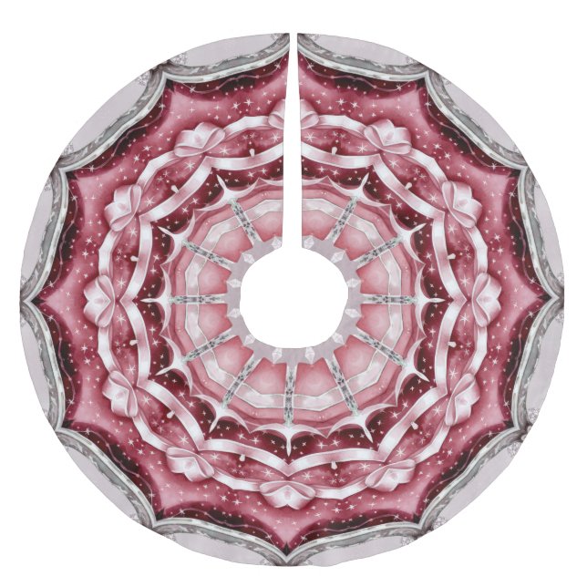 Rosa dekoratives Weihnachtsbaumrock Polyester Weihnachtsbaumdecke (Vorderseite)