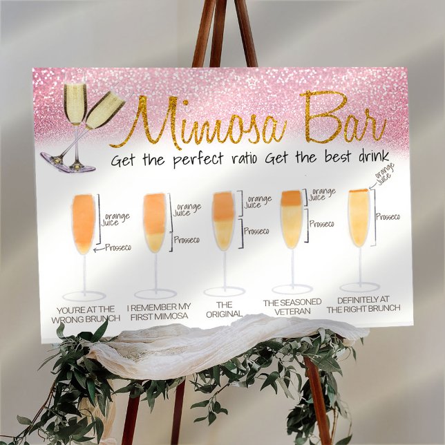 Rosa Dekoriertes Mimosa Bar Bridal Brunch Zeichen Poster (Von Creator hochgeladen)