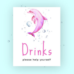 Rosa-Delfin-Baby-Party - Getränke Poster