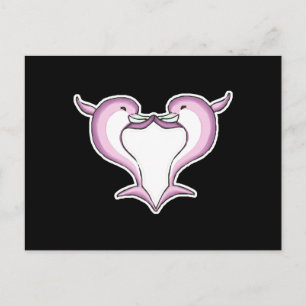 rosa Delfin Herz Postkarte