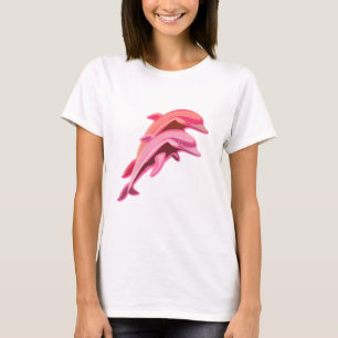 Rosa Delphin-Entwurfs-Damen-T - Shirt