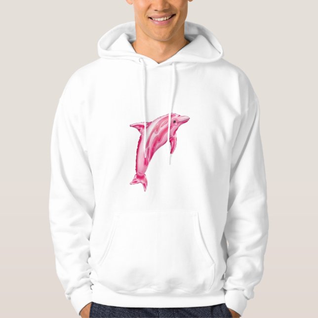 rosa Delphin Hoodie (Vorderseite)