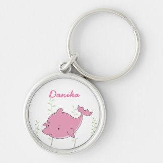 Rosa Delphin-Mädchen-Namensschlüsselring Keychain Schlüsselanhänger